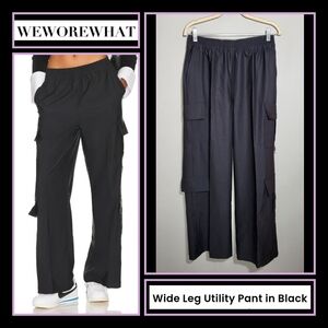NWT WEWOREWHAT Wide Leg Utility Pants | Size Medium | Black | High Waist